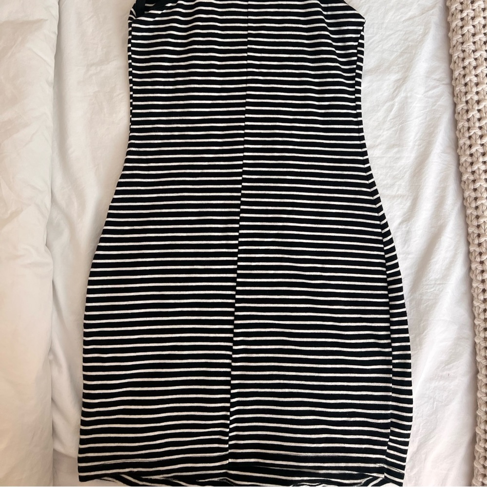 Black and white striped bodycon dress